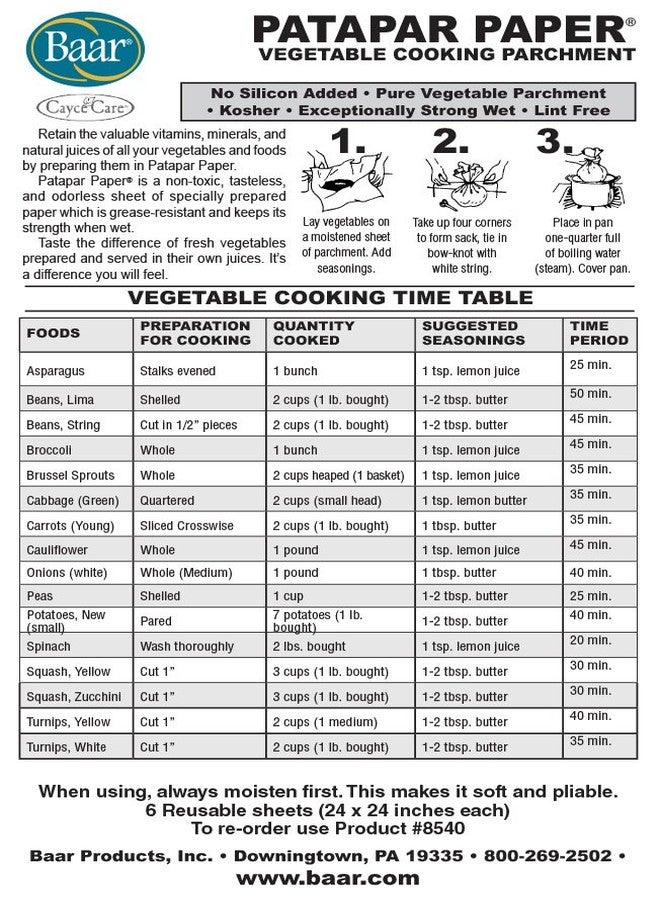 بار ورق باتابار، ورق طهي الخضار - 24 بوصة × 24 بوصة، 6 أوراق قابلة لإعادة الاستخدام - Image 2